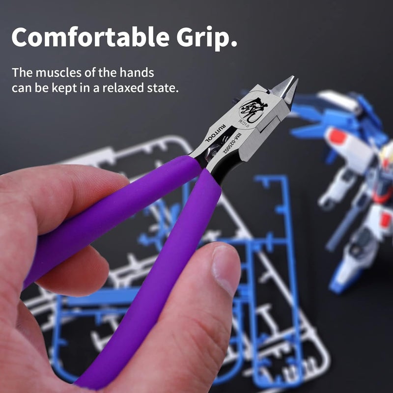 RUITOOL Model Nippers, Model Tools for Beginners to Repair and Fix Plastic Models, Ultra-thin Single-edged Non-slip Grip, 4.7 Inch Sharp Cutters for Model Building - Image 3